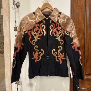 Toby’s Western Pleasure Show Jacket Gold & Coral Embroidery Size M